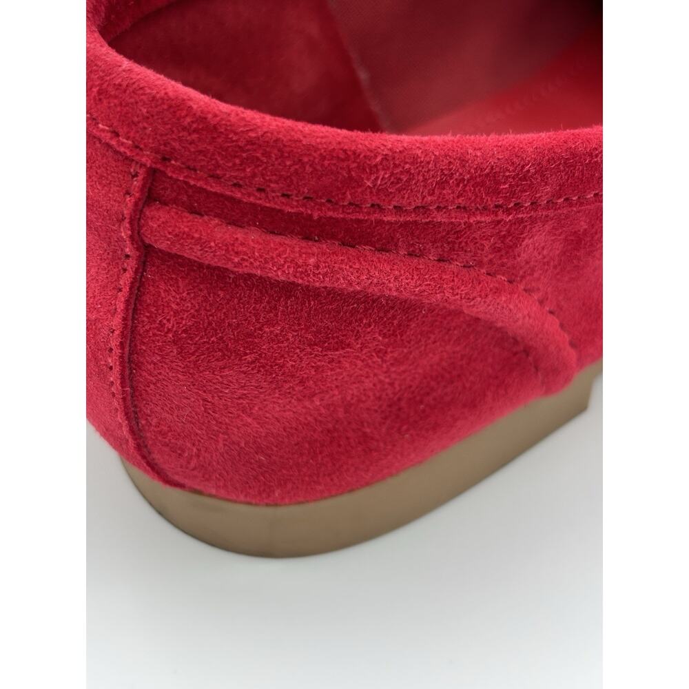 Steve Madden Suede Loafers Bright Red Size 9 Gold Horsebit Flats - Picture 14 of 16